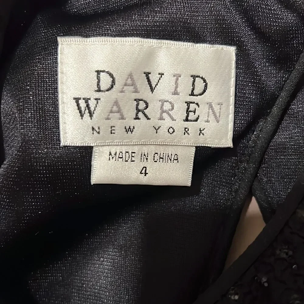 David Warren NY NWT black sparkly sleeveless zip back keyhole lined sheath dress
